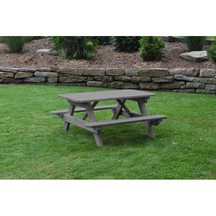 Loon Peak® Boney Kids 3 Piece Solid Wood Rectangular Outdoor Table and Chair Set and Bench